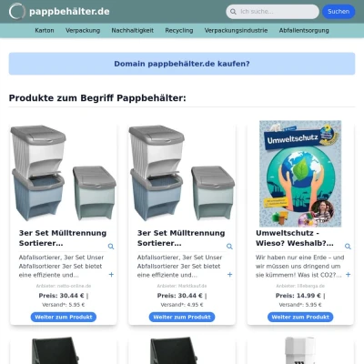 Screenshot pappbehälter.de