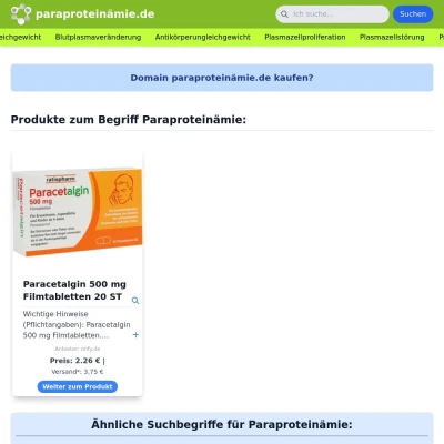 Screenshot paraproteinämie.de