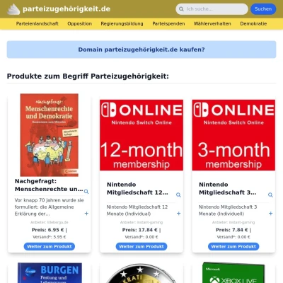 Screenshot parteizugehörigkeit.de