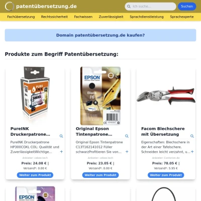 Screenshot patentübersetzung.de
