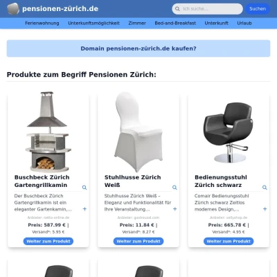 Screenshot pensionen-zürich.de