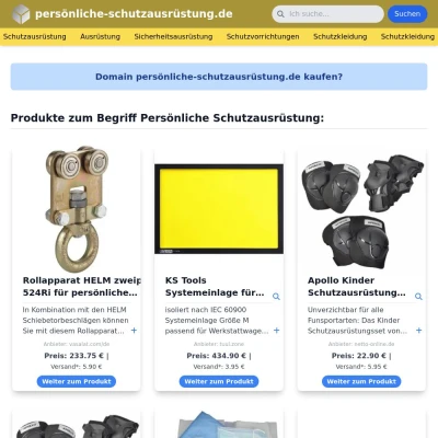 Screenshot persönliche-schutzausrüstung.de