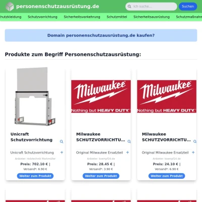 Screenshot personenschutzausrüstung.de