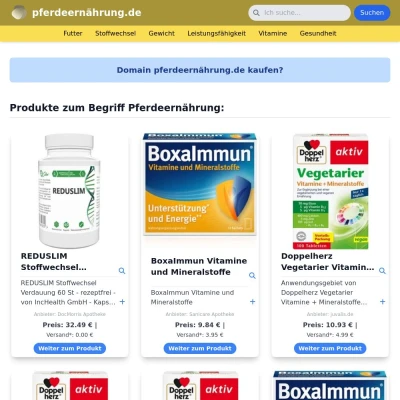 Screenshot pferdeernährung.de