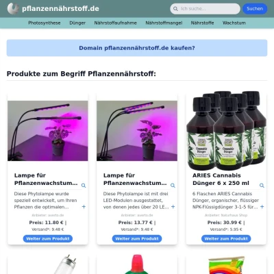 Screenshot pflanzennährstoff.de