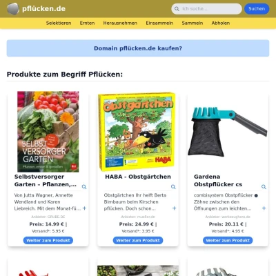 Screenshot pflücken.de