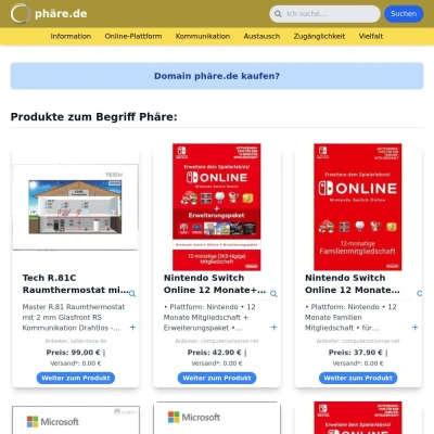 Screenshot phäre.de