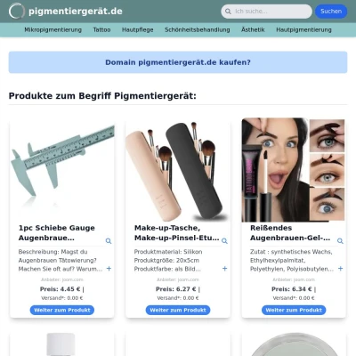 Screenshot pigmentiergerät.de