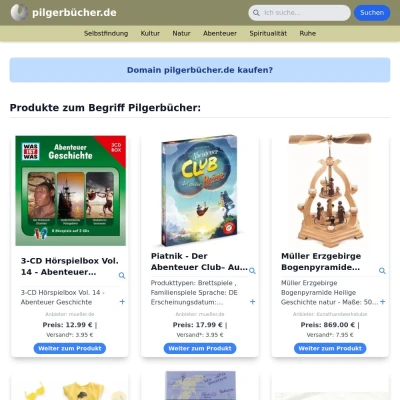 Screenshot pilgerbücher.de