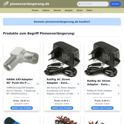 Screenshot pinnenverlängerung.de