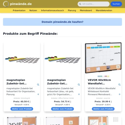 Screenshot pinwände.de