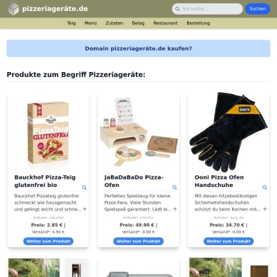 Screenshot pizzeriageräte.de