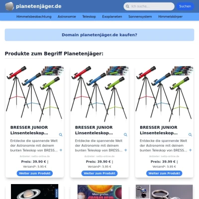 Screenshot planetenjäger.de