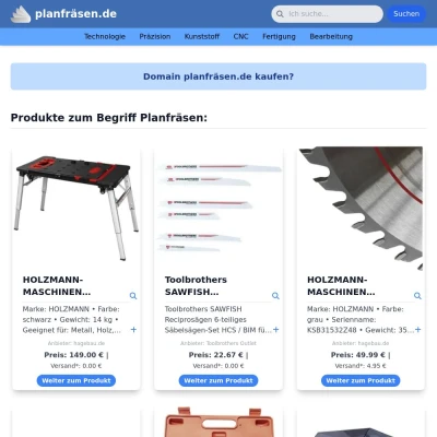 Screenshot planfräsen.de
