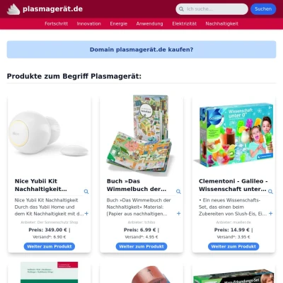 Screenshot plasmagerät.de