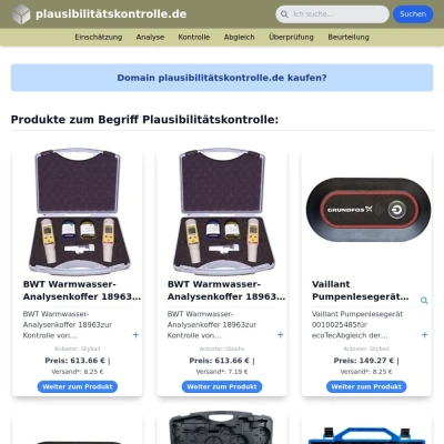 Screenshot plausibilitätskontrolle.de