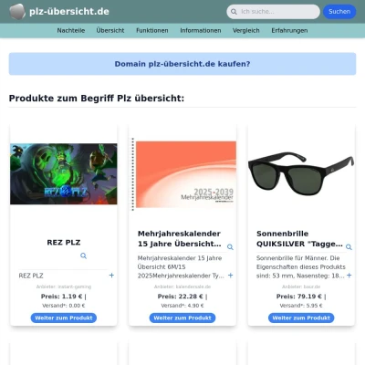 Screenshot plz-übersicht.de