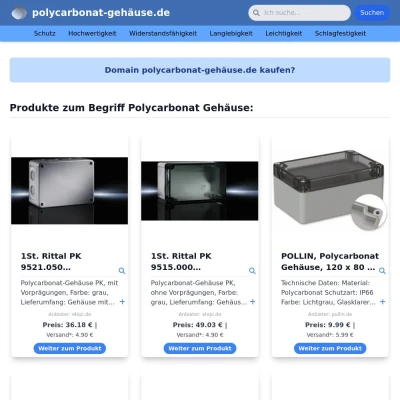 Screenshot polycarbonat-gehäuse.de