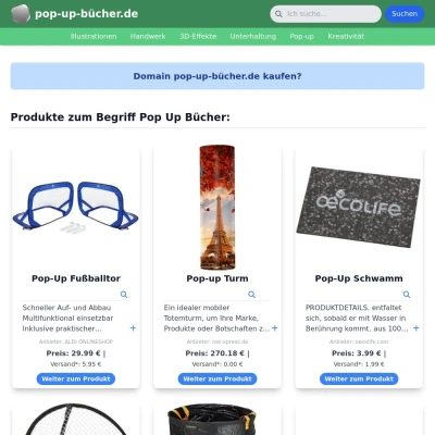 Screenshot pop-up-bücher.de