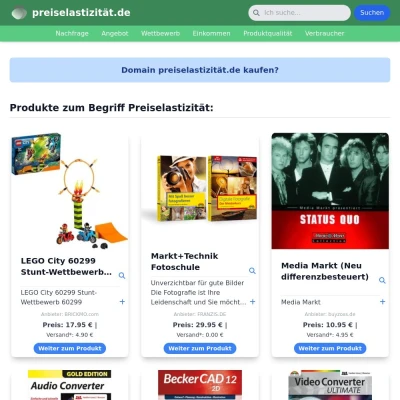 Screenshot preiselastizität.de