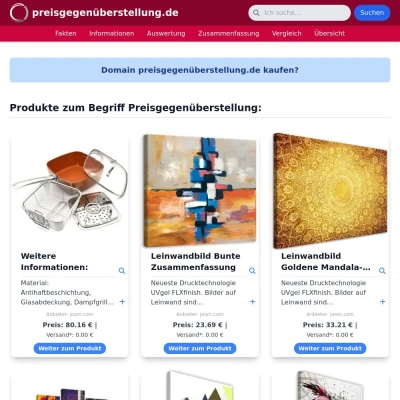 Screenshot preisgegenüberstellung.de