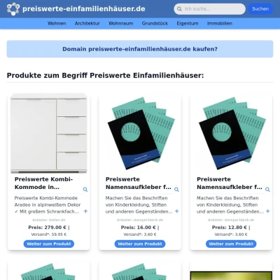 Screenshot preiswerte-einfamilienhäuser.de