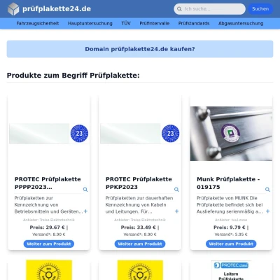 Screenshot prüfplakette24.de