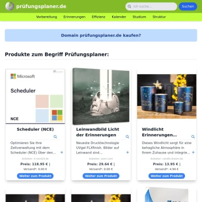 Screenshot prüfungsplaner.de