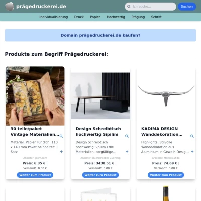 Screenshot prägedruckerei.de