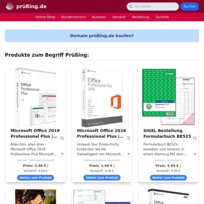 Screenshot prüßing.de