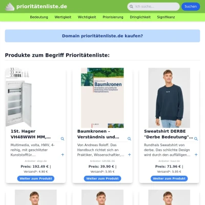 Screenshot prioritätenliste.de