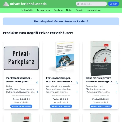 Screenshot privat-ferienhäuser.de