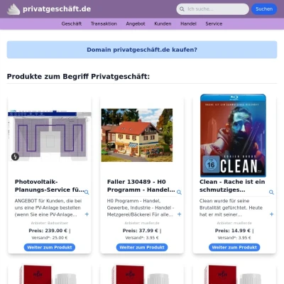 Screenshot privatgeschäft.de