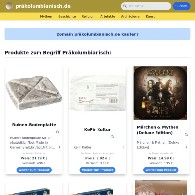 Screenshot präkolumbianisch.de