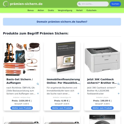 Screenshot prämien-sichern.de