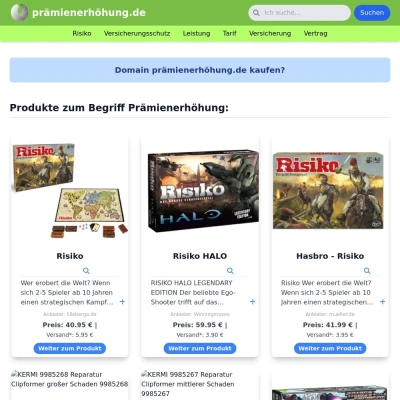 Screenshot prämienerhöhung.de