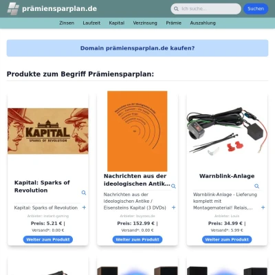 Screenshot prämiensparplan.de