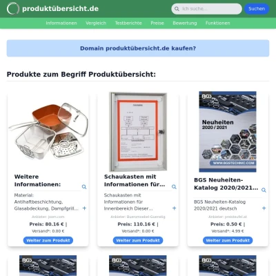 Screenshot produktübersicht.de