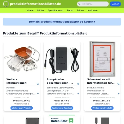 Screenshot produktinformationsblätter.de