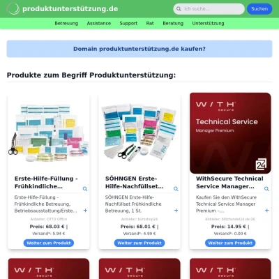 Screenshot produktunterstützung.de