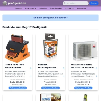Screenshot profigerät.de
