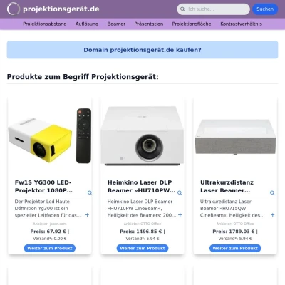 Screenshot projektionsgerät.de