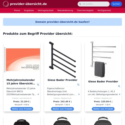 Screenshot provider-übersicht.de