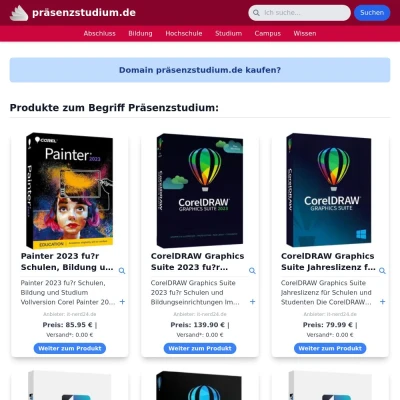 Screenshot präsenzstudium.de