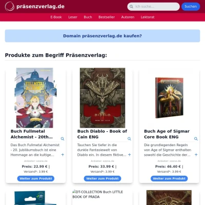 Screenshot präsenzverlag.de