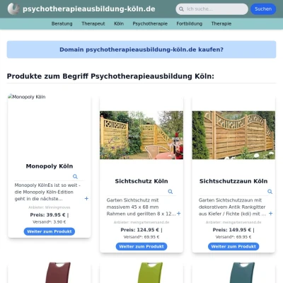 Screenshot psychotherapieausbildung-köln.de