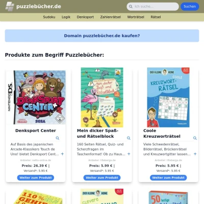 Screenshot puzzlebücher.de