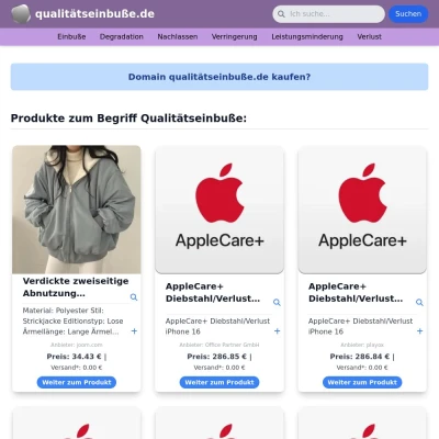 Screenshot qualitätseinbuße.de