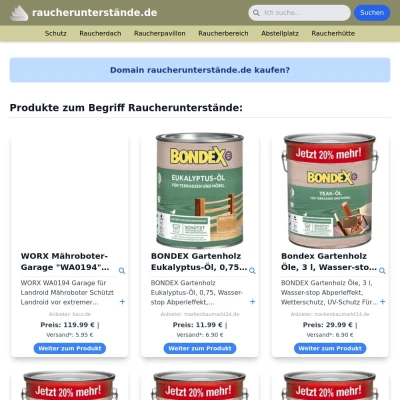 Screenshot raucherunterstände.de