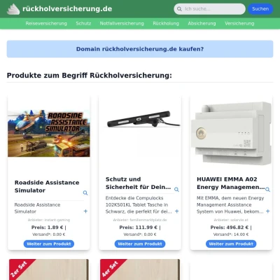 Screenshot rückholversicherung.de